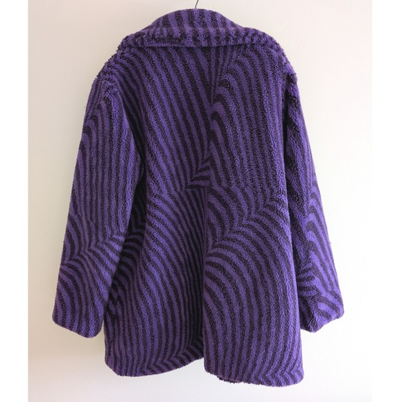 Dolls Kill x Willy Wonka Purple Swirl Faux Fur Coat XL Oversized Jacket - Picture 2 of 6